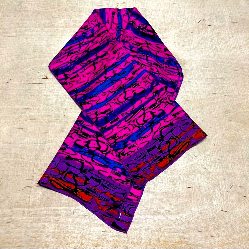 Vintage Echo Rectangular Scarf Pink Purple Blue